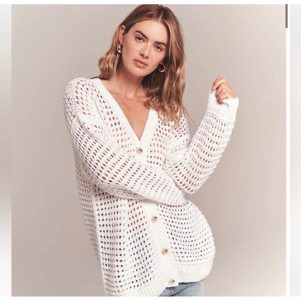 NAADAM Luxe Chunky Knit 100% Cotton Pointelle Coastal Beach Cardigan Boho XS